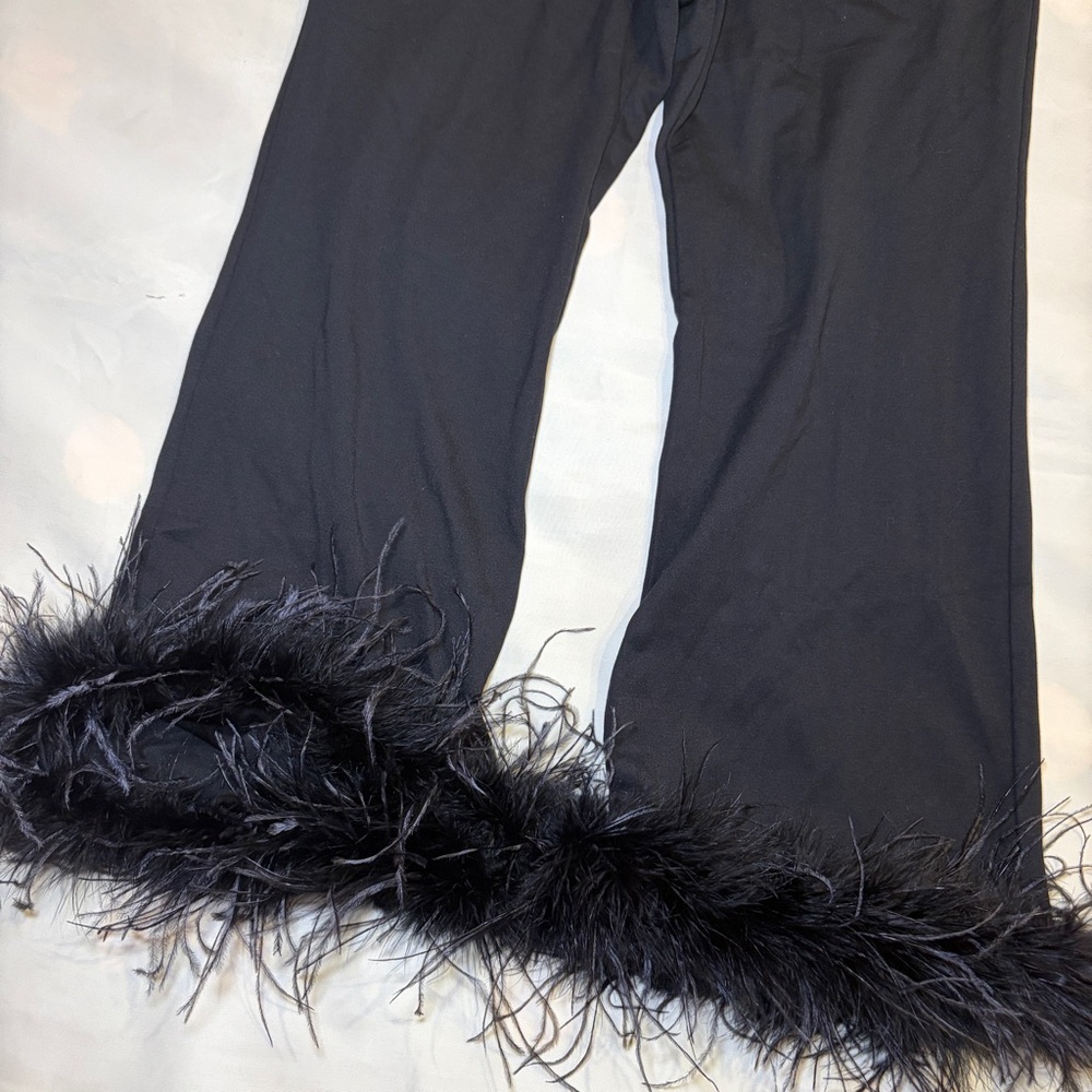 NEW! Hutch- Ponte Feather Pants Size 4 Black Flare Holiday Crop Ankle - Picture 4 of 9
